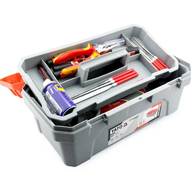 Ящик для инструментов Yato YT-88880, 35x18x16 см, серый/красный Ящик для инструментов Yato YT-88880, 35x18x16 см, серый/красный