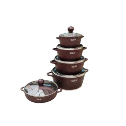 Qazan dəsti Vip Granit, qranit, qəhvəyi, 10 parça