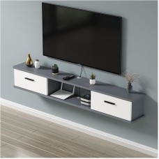 TV üçün tumba TV Ev Plus 12115779, LDSP, ağ/boz, 180x27x30 sm