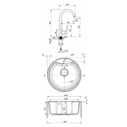 Кухонная мойка со смесителем Deante Solis ZRS B2803, 19.4x48 см, гранит, черный Кухонная мойка со смесителем Deante Solis ZRS B2803, 19.4x48 см, гранит, черный