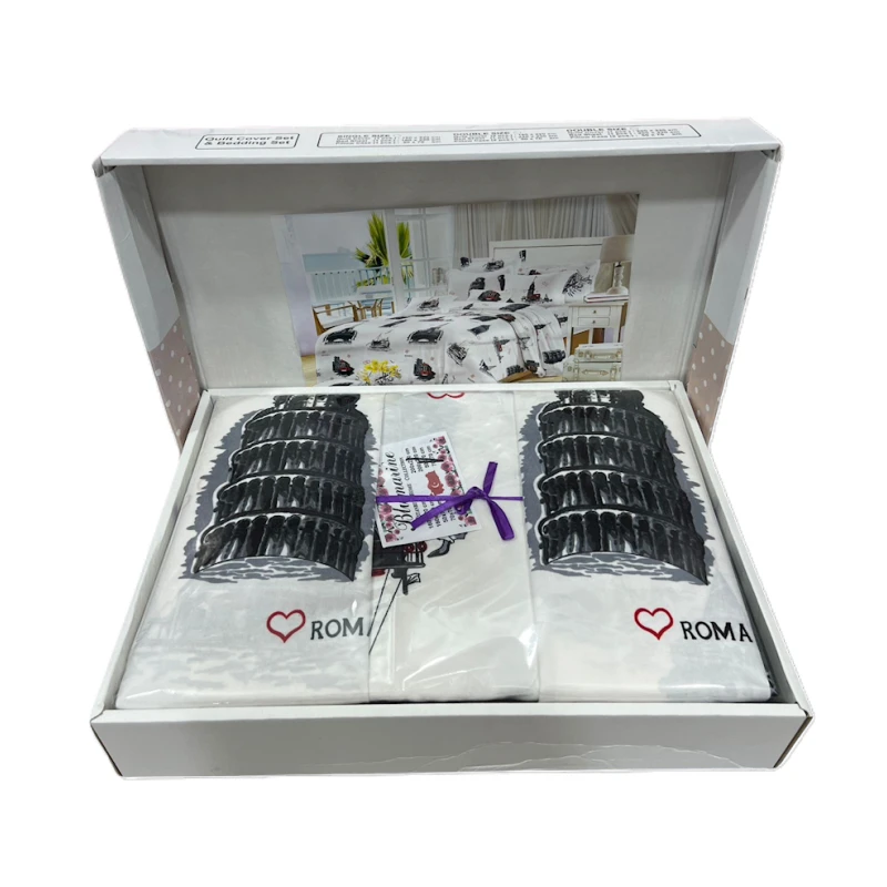 Комплект постельного белья Bluemarine Home YT-BL-013, двуспальный, хлопок, белый/черный Комплект постельного белья Bluemarine Home YT-BL-013, двуспальный, хлопок, белый/черный