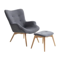 Кресло JYSK Petersborg с табуретом темно-серый