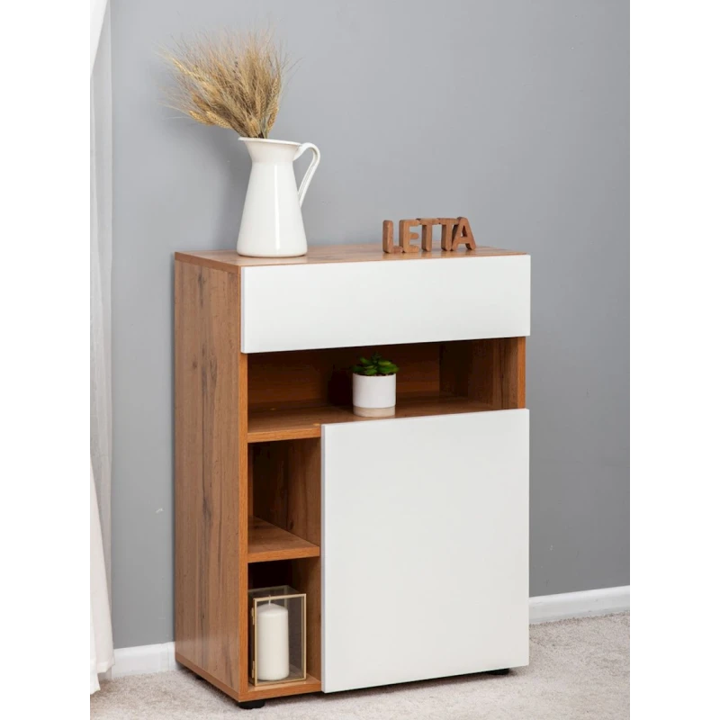 Тумба Letta, ЛДСП, белая/коричневая, 80x30x59 см Тумба Letta, ЛДСП, белая/коричневая, 80x30x59 см