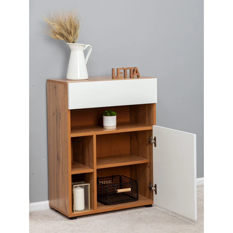 Тумба Letta, ЛДСП, белая/коричневая, 80x30x59 см Тумба Letta, ЛДСП, белая/коричневая, 80x30x59 см