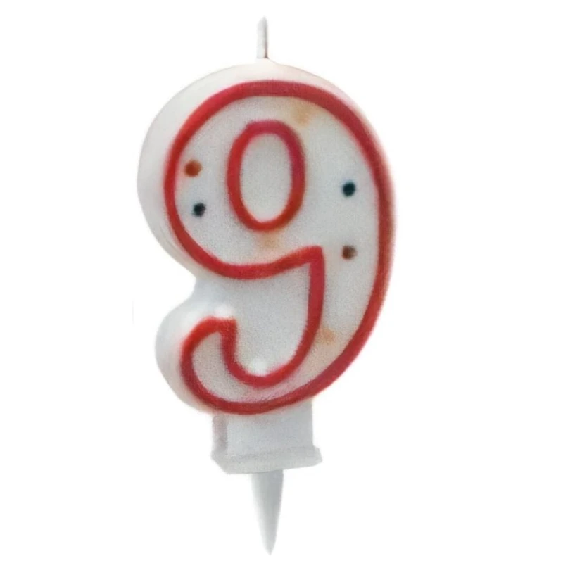 Свеча-цифра Metaltex, цифра 9, 8 см, воск, белый Свеча-цифра Metaltex, цифра 9, 8 см, воск, белый
