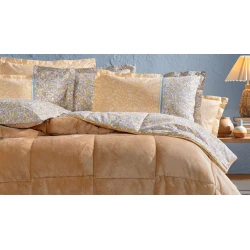 Комплект постельного белья Yataş Lesly Triola, одеяло 195x215 см, простыня 160x200 см, наволочки 50x70 см 2 шт, двуспальный, хлопок/полиэстер, Sarı