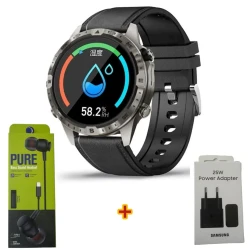 Умные часы GT45 Black + Подарок Проводные наушники Strap Pure + Сетевое зарядное устройство Samsung 25W