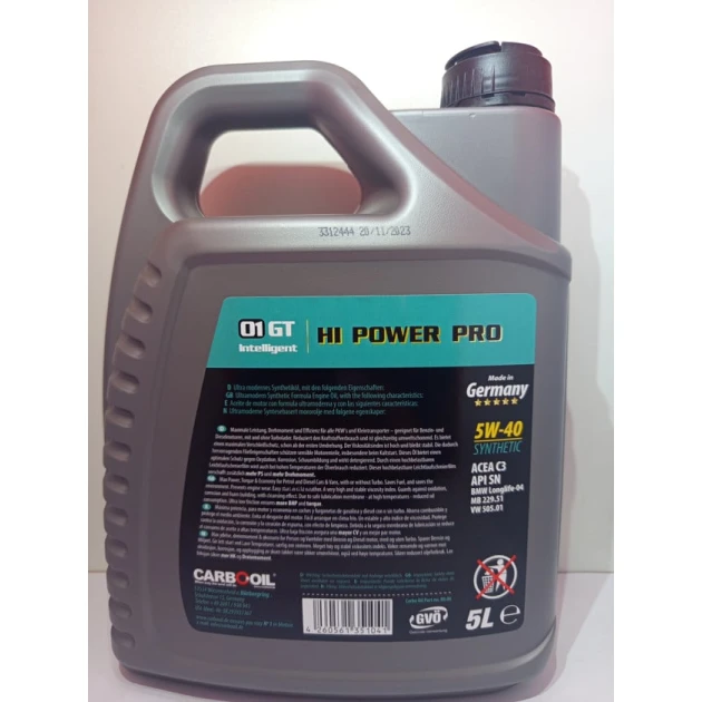 Моторное масло Carbo Oil 10W40, 5л ACEA A3/B3, A3/B4-8 Моторное масло Carbo Oil 10W40, 5л ACEA A3/B3, A3/B4-8