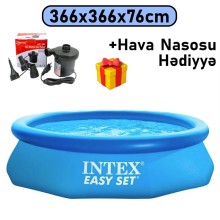 Şişmə hovuz Intex 366x366x76 sm, dairəvi, həcm 5621 l, mavi, 5621TX28130N - 5621TX28130N
