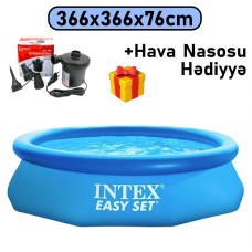 Şişmə hovuz Intex 366x366x76 sm, dairəvi, həcm 5621 l, mavi, 5621TX28130N - 5621TX28130N
