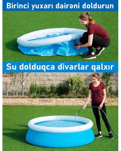 Şişmə hovuz Intex 366x366x76 sm, dairəvi, həcm 5621 l, mavi, 5621TX28130N - 5621TX28130N