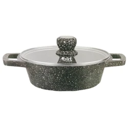 Кастрюля низкая Elif EL71236_qara, 36 см, гранит, черная