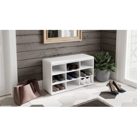 Подставка для обуви Art Mebel 62, ламинат, белая, 90х80х30 см Подставка для обуви Art Mebel 62, ламинат, белая, 90х80х30 см