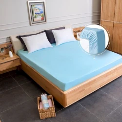 Простыня на резинке, Giltex хлопок, голубая, 160x200+30 см