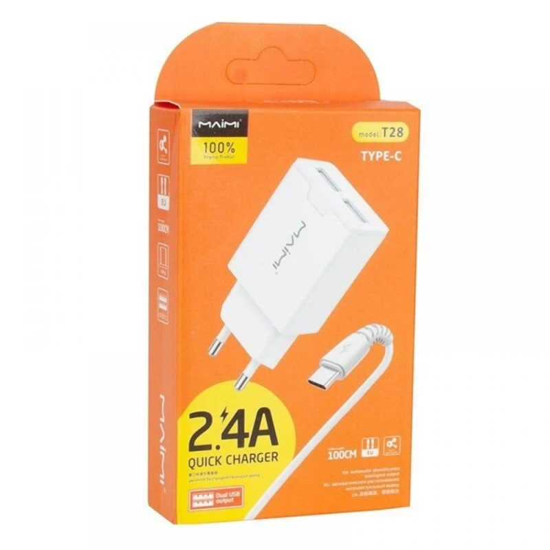 Сетевое зарядное устройство Maimi T28 with Type-C, Белый Сетевое зарядное устройство Maimi T28 with Type-C, Белый