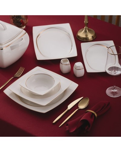 Süfrə qab-qacaq dəsti Emsan Hale Gold Fine Bone, keramika, ağ/qızılı, 60 parça, 12 nəfərlik