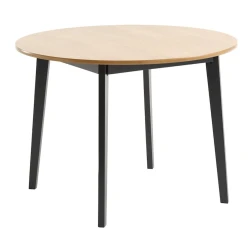 Обеденный стол JYSK Jegind, МДФ/дубовый шпон/массив каучукового дерева, коричневый/черный, диаметр 105 см Обеденный стол JYSK Jegind, МДФ/дубовый шпон/массив каучукового дерева, коричневый/черный, диаметр 105 см