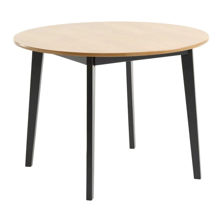 Обеденный стол JYSK Jegind, МДФ/дубовый шпон/массив каучукового дерева, коричневый/черный, диаметр 105 см Обеденный стол JYSK Jegind, МДФ/дубовый шпон/массив каучукового дерева, коричневый/черный, диаметр 105 см