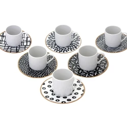 Набор кофейный Porland Fractal 04POR034325, 6 персон, 12 шт, 90 мл, фарфор, разноцветный