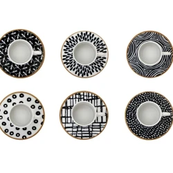 Набор кофейный Porland Fractal 04POR034325, 6 персон, 12 шт, 90 мл, фарфор, разноцветный