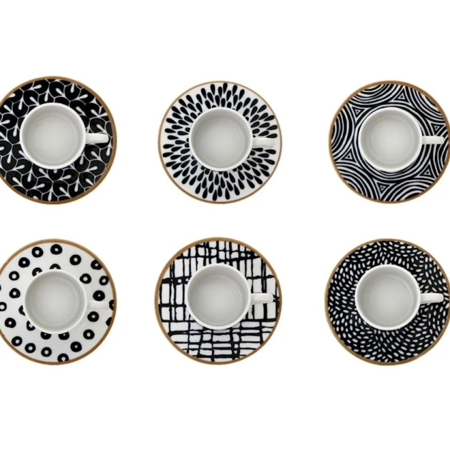 Qəhvə dəsti Porland Fractal 04POR034325, 6 nəfərlik, 12 əd, 90 ml, farfor, rəngbərəng