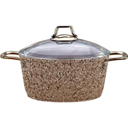 Qazan Shosman 4874, qranit, qapaq ilə, 28 sm, krem