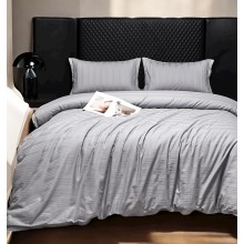 Yataq dəsti Luxe Cotton 000758, yorğan üzü 200x220 sm, mələfə 240x260 sm, yastıq üzü 50х70 sm, ikinəfərlik, lüks-satin, boz