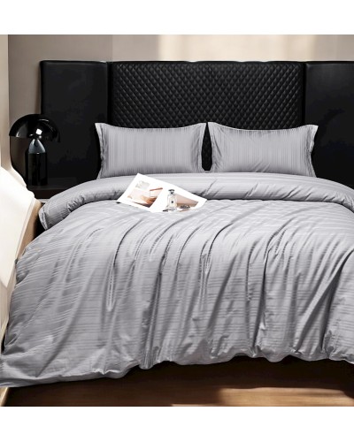 Yataq dəsti Luxe Cotton 000758, yorğan üzü 200x220 sm, mələfə 240x260 sm, yastıq üzü 50х70 sm, ikinəfərlik, lüks-satin, boz