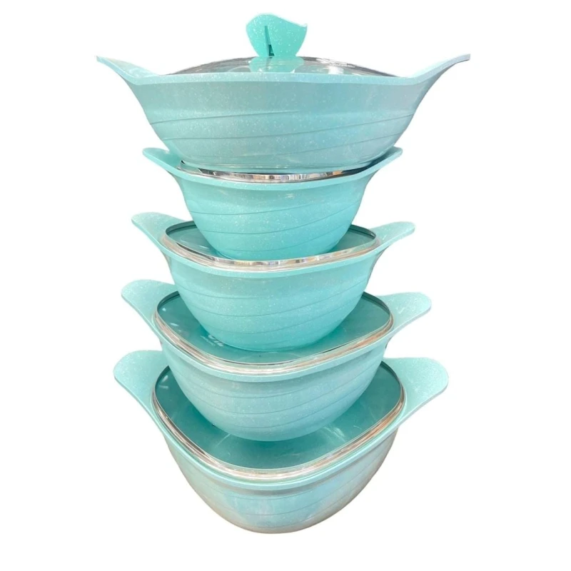 Qazan dəsti ZTW-QZ36, 22/24/28/32 sm, qranit/şüşə, mavi