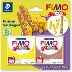 Набор для лепки из полимерной глины Fimo Kids Funny Sausages, Веселые колбаски, 2 цвета по 42г Набор для лепки из полимерной глины Fimo Kids Funny Sausages, Веселые колбаски, 2 цвета по 42г