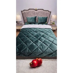 Одеяло Narlı 000622, полутораспальное, всесезонное, велюр, зеленое, 155x255 см