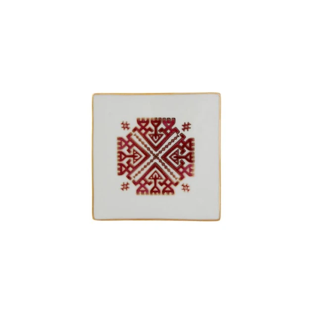 Подставка для кружки Porland Arabesque Desen6, фарфор, красный, 10x10 см Подставка для кружки Porland Arabesque Desen6, фарфор, красный, 10x10 см
