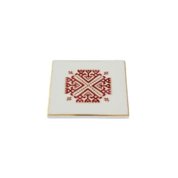 Подставка для кружки Porland Arabesque Desen6, фарфор, красный, 10x10 см Подставка для кружки Porland Arabesque Desen6, фарфор, красный, 10x10 см