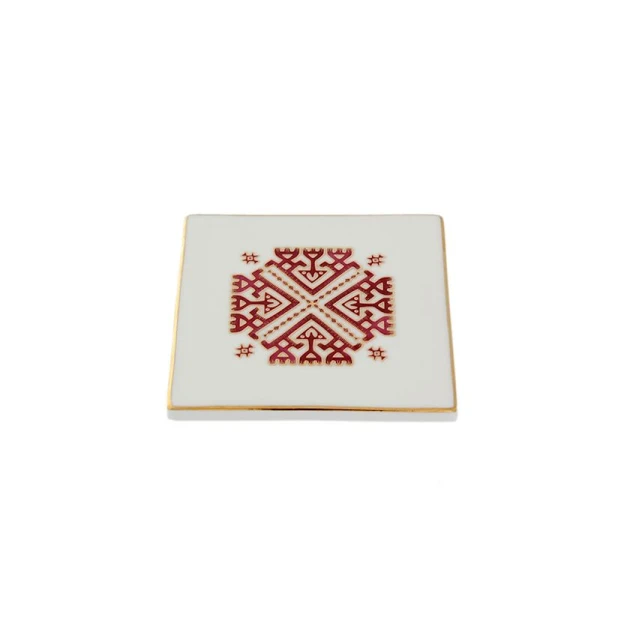 Подставка для кружки Porland Arabesque Desen6, фарфор, красный, 10x10 см Подставка для кружки Porland Arabesque Desen6, фарфор, красный, 10x10 см
