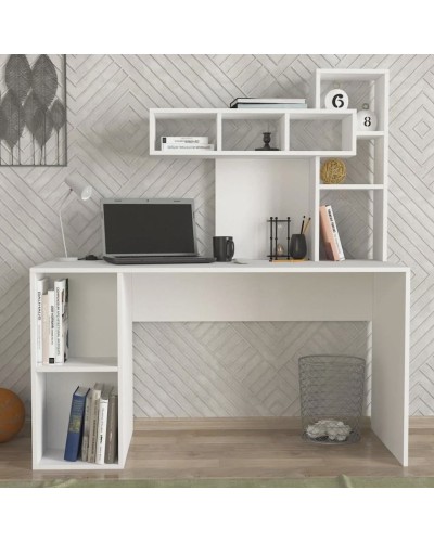 Yazı masası Ev Plus Coral, LDSP, ağ, 158x140x60 sm