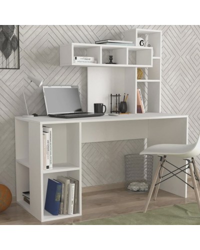 Yazı masası Ev Plus Coral, LDSP, ağ, 158x140x60 sm