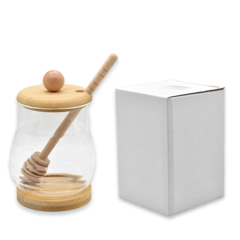 Bal üçün qab NH_S555S1Q5, şüşə/taxta, 10.5x7 sm