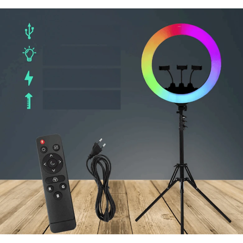 Лампа кольцевая со штативом RGB LED MJ56 Лампа кольцевая со штативом RGB LED MJ56