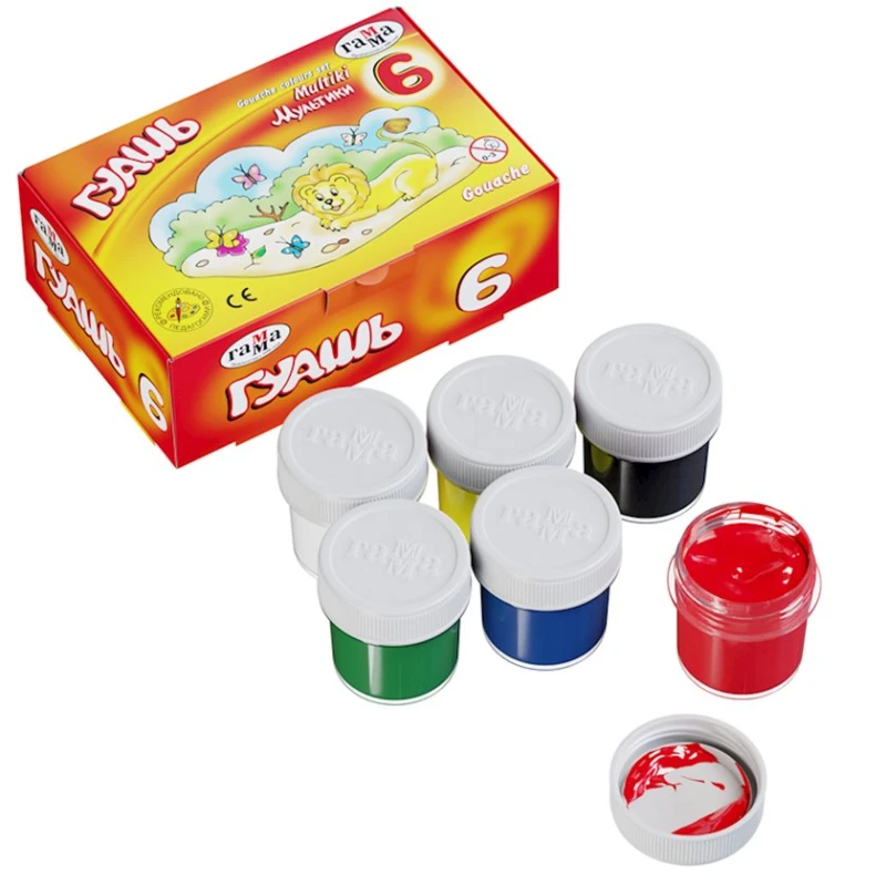 Quaş boyaları Гамма «Мультики»,20 ml,karton. qab.,6 rəng Quaş boyaları Гамма «Мультики»,20 ml,karton. qab.,6 rəng