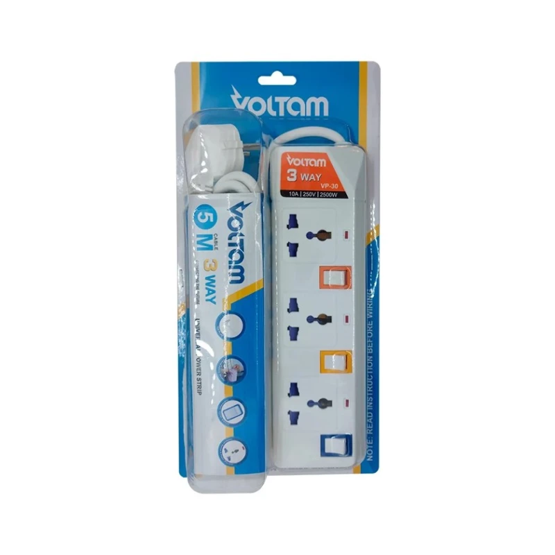 Удлинитель Voltam VP-30 5 м, 3-розеточный Удлинитель Voltam VP-30 5 м, 3-розеточный