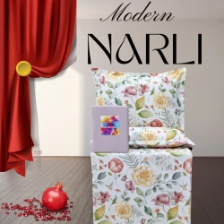 Комплект постельного белья Narlı 000915, пододеяльник 200x220 см, простыня 240x260 см, 2 наволочки 50x70 см, двуспальный, хлопок, разноцветный