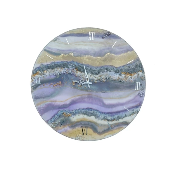 Настенные часы Art by Ulviya Kakhramanova Лиловые фантазии, смола/краска, 70 см Настенные часы Art by Ulviya Kakhramanova Лиловые фантазии, смола/краска, 70 см