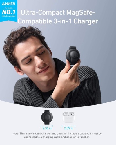 Simsiz şarj cihazı Anker MagSafe MagGo UFO 3-in-1 - 194644205898
