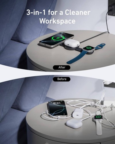 Simsiz şarj cihazı Anker MagSafe MagGo UFO 3-in-1 - 194644205898