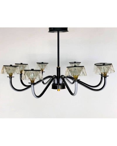 Asma çilçıraq LED 8683-8, qara/qızılı, 8 LED, metal/şüşə - LED 8683-8