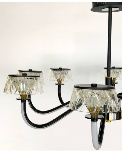 Asma çilçıraq LED 8683-8, qara/qızılı, 8 LED, metal/şüşə - LED 8683-8