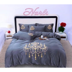 Комплект постельного белья Narlı 000303, пододеяльник 200x240 см, простыня 220x240 см, наволочка 50x70 см, авро, велюр, серый