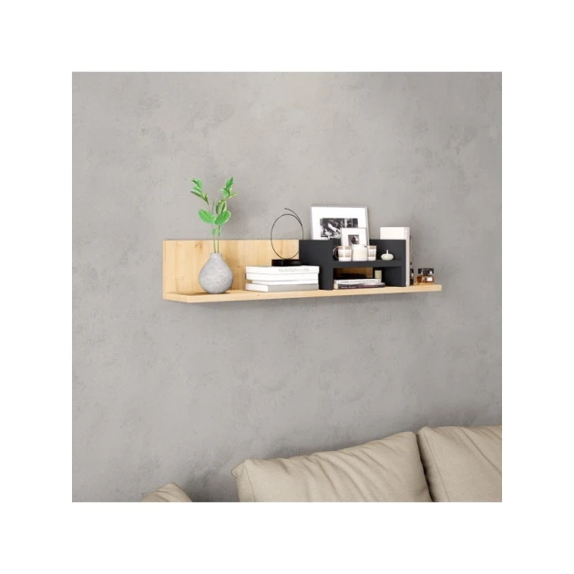 Настенная полка Art Mebel 96, ламинат, 16х90х15 см, серая/бежевая Настенная полка Art Mebel 96, ламинат, 16х90х15 см, серая/бежевая