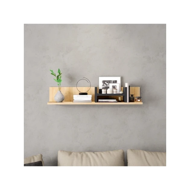 Настенная полка Art Mebel 96, ламинат, 16х90х15 см, серая/бежевая Настенная полка Art Mebel 96, ламинат, 16х90х15 см, серая/бежевая