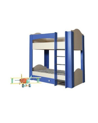 İki mərtəbəli çarpayı Fədək, 202x180x95 sm, laminat, göy
